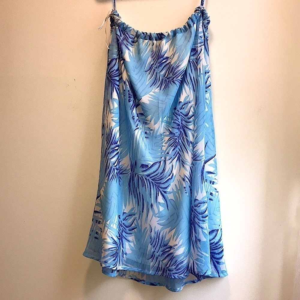 DELTA BURKE Vintage blue floral tropical print long skirt Size 24W